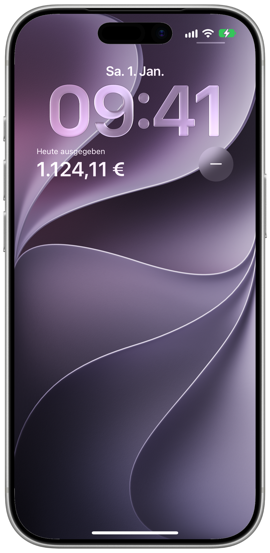 Sperrbildschirm mit Schnellbuchung und dem Widget Heute ausgegeben